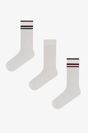 Marsmelov Retro Lines Çizgili Pamuklu 3 Çift Soket Çorap