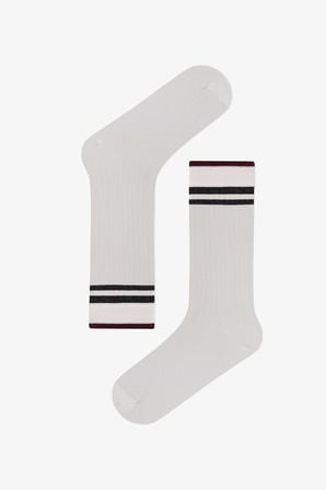 Marsmelov Retro Lines Çizgili Pamuklu 3 Çift Soket Çorap