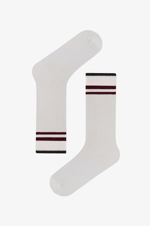Marsmelov Retro Lines Çizgili Pamuklu 3 Çift Soket Çorap