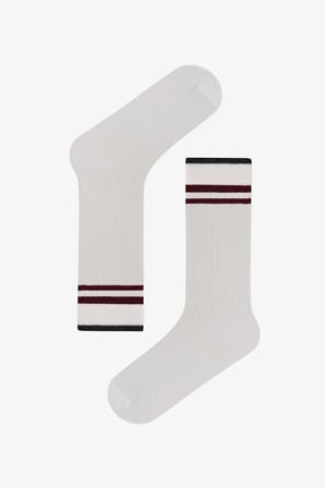 Marsmelov Retro Lines Çizgili Pamuklu 3 Çift Soket Çorap