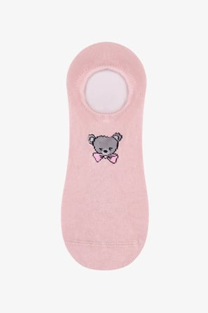 Beyaz Gri Pembe Tiny Bear 3 Çift Sneaker Çorap