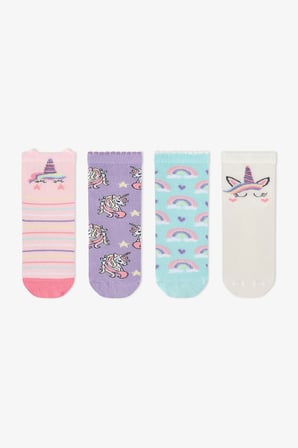 Kız Çocuk Pembe Unicorn Sky Pamuklu 4 Çift Soket Çorap