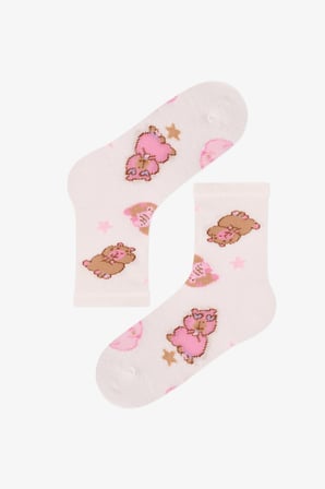 Kız Çocuk Pembe Capyparty Pamuklu 4 Çift Soket Çorap