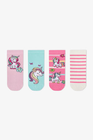Kız Çocuk Unicorn Dreamland Pamuklu 4 Çift Soket Çorap