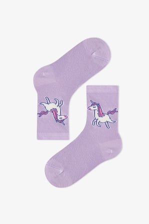 Kız Çocuk Pembe Loving Unicorn 4 Çift Soket Çorap