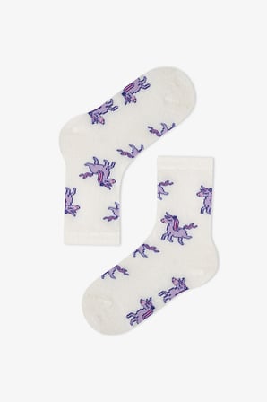 Kız Çocuk Pembe Loving Unicorn 4 Çift Soket Çorap