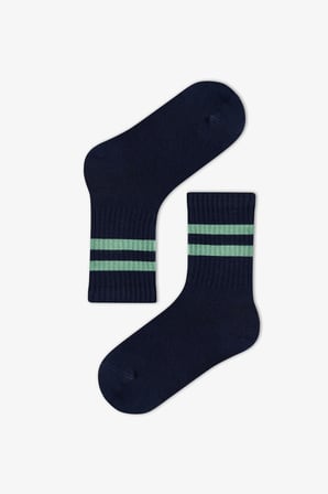 Erkek Çocuk Greeny Çizgili Pamuklu 3 Çift Soket Çorap