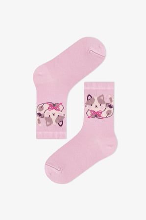 Kız Çocuk Pembe Snailmail Cuties Fiyonk Desenli Pamuklu 3 Çift Soket Çorap
