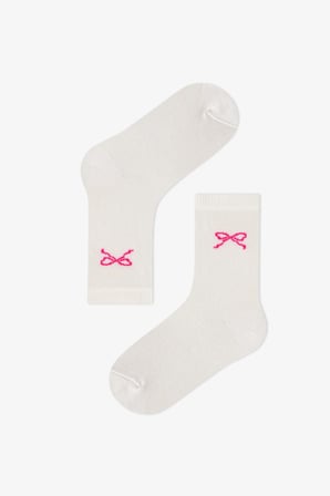 Kız Çocuk Pembe Snailmail Cuties Fiyonk Desenli Pamuklu 3 Çift Soket Çorap