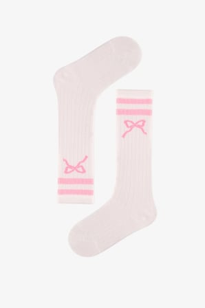 Kız Çocuk Marsmelov Pink Bow Pamuklu Pantolon Çorap