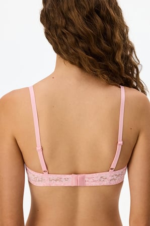 Pembe Daylift Dantel Çiçekli Pedli Sütyen