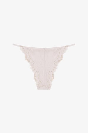 Kırık Beyaz Lacy Slip Külot