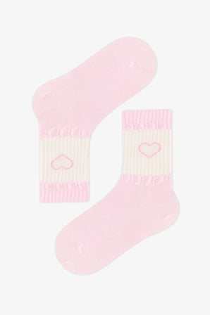 Kız Çocuk Pembe Little Pink Bunny Tavşan Desenli Pamuklu 3 Çift Soket Çorap
