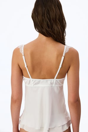 Kırık Beyaz Balenli Çiçekli Bralet