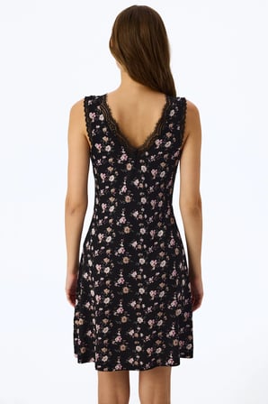 Siyah Floral Dream Gecelik