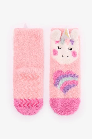 Kız Çocuk Gül Kurusu Unicorn Soket Çorap