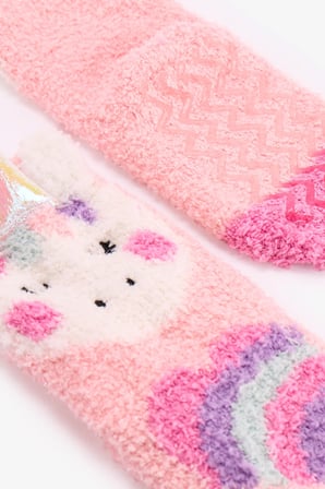 Kız Çocuk Gül Kurusu Unicorn Soket Çorap