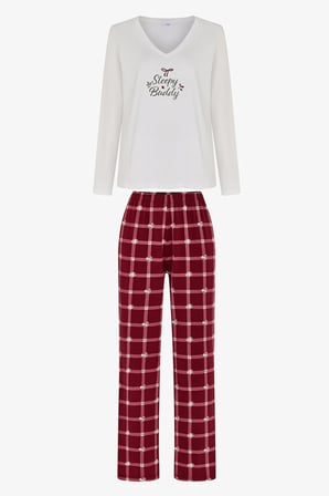 Sleepy Çiçekli Uzun Kollu Pantolon Pijama Takımı