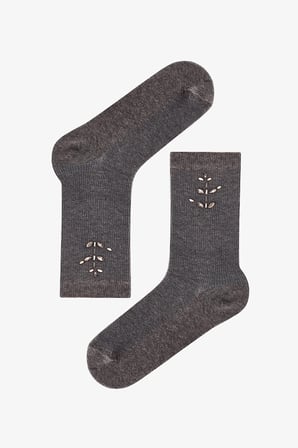 Duman Floral Stone Pamuklu Soket Çorap
