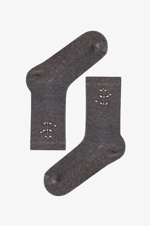 Duman Floral Stone Pamuklu Soket Çorap