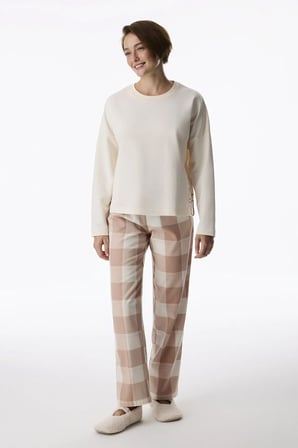 Ekru Quinn Uzun Kollu Pijama Üstü