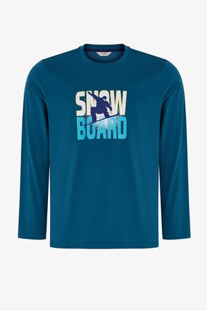 Erkek Winter Board Geometrik Desenli Pantolon Uzun Kollu Pijama Takımı