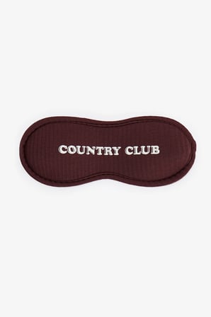 Kahverengi Country Club Slogan Desenli Uyku Gözlüğü