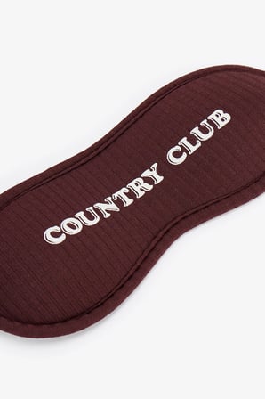 Kahverengi Country Club Slogan Desenli Uyku Gözlüğü