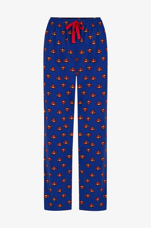 Erkek Superman Ekoseli Pantolon Uzun Kollu Pijama Takımı