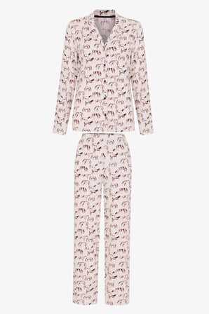Ekru Country Horse Uzun Kollu Gömlek Pantolon Pijama Takımı