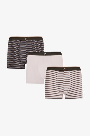 Erkek Tone Çizgili 3'lü Boxer