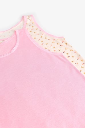 Kız Çocuk Pembe Flory Çiçekli 2'li Atlet