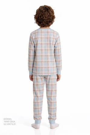 Erkek Çocuk Mavi Dragon Club Pamuklu Uzun Kollu 2'li Pijama Takımı