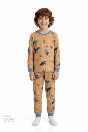 Erkek Çocuk Tiny Friends Adventure Pamuklu Uzun Kollu 2'li Pijama Takımı