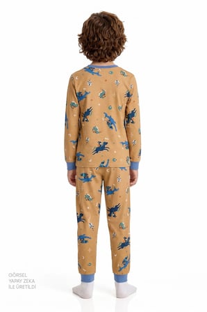 Erkek Çocuk Tiny Friends Adventure Pamuklu Uzun Kollu 2'li Pijama Takımı