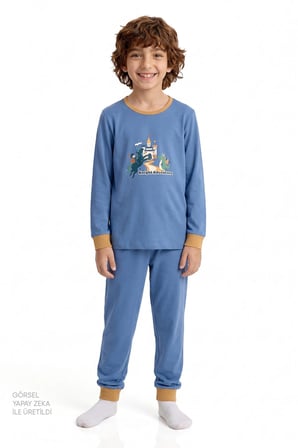 Erkek Çocuk Tiny Friends Adventure Pamuklu Uzun Kollu 2'li Pijama Takımı