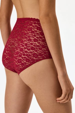 Bordo Easy Dantel Çiçekli Yüksek Bel Slip Külot