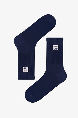 Erkek Marsmelov Dual Shade Slogan Desenli 2 Çift Soket Çorap
