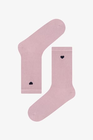 Gri Pembe Soft Hearts Pamuklu 5 Çift Soket Çorap