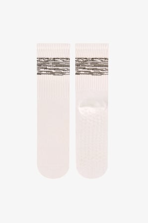 Yeşil Beyaz Move Grip Çizgili Pamuklu 2 Çift Soket Çorap