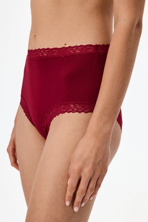Bordo Rahat Pamuklu Yüksek Bel Slip Külot