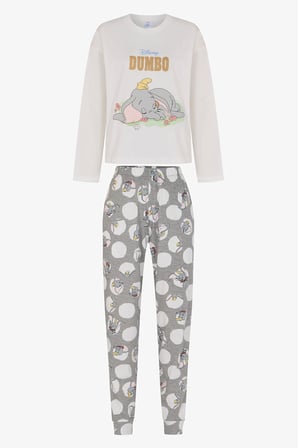 Kırık Beyaz Dumbo Pantolon Uzun Kollu Pijama Takımı