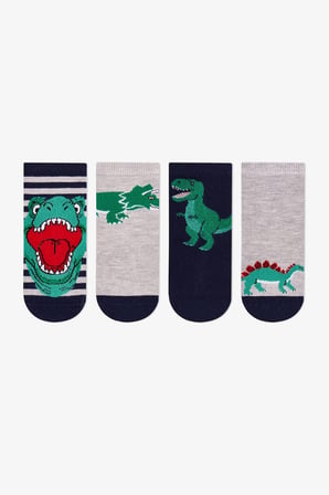 Erkek Çocuk Dino Bite Pamuklu 4 Çift Soket Çorap