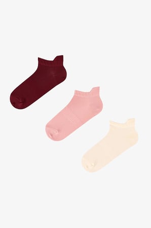Bordo Fit Back 3 Çift Patik Çorap