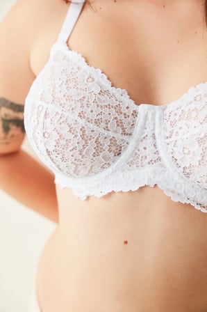 Beyaz Büyük Beden Dantelli Jasmine Toparlayıcı Balenli Sütyen