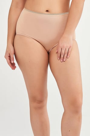 Maxi Siyah-Ten Yüksek Bel 2'li Pamuklu Slip Külot
