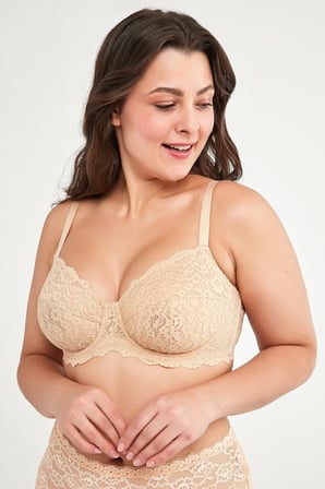 Ten Rengi Büyük Beden Dantelli Jasmine Toparlıyıcı Balenli Sütyen