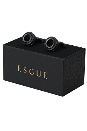 Esgue Füme Siyah Renk Yuvarlak Form Luxery Kol Düğmesi 