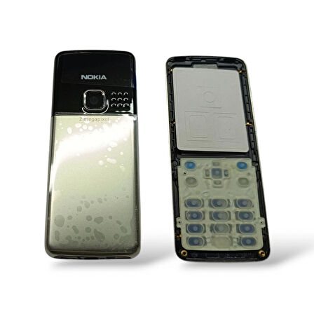 Nokia 6300 Kasa Nokia 6300 Uyumlu Kasa Gri Renk Orta Kasa ön kapak Arka Kapak Tuş Takımı Full Set