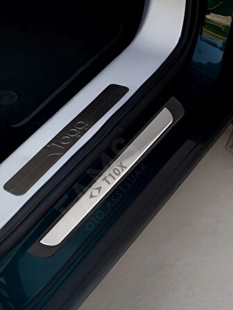 TOGG T10X 2022 Üzeri Krom Kapı eşiği 4 kapı Paslanmaz Çelik ABS Çerçeve T10X Yazılı